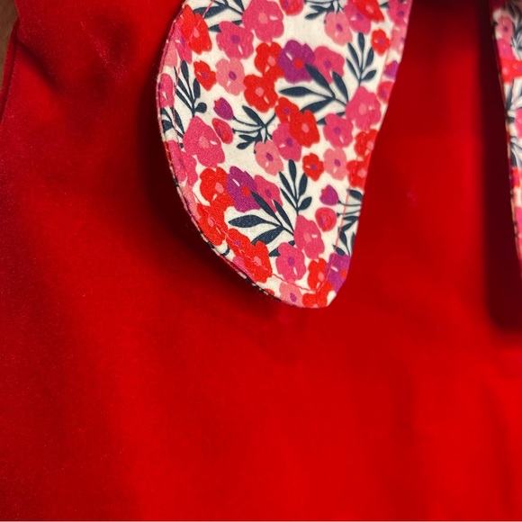 brand new petit peony red velvet floral collar dress - Picture 2 of 4